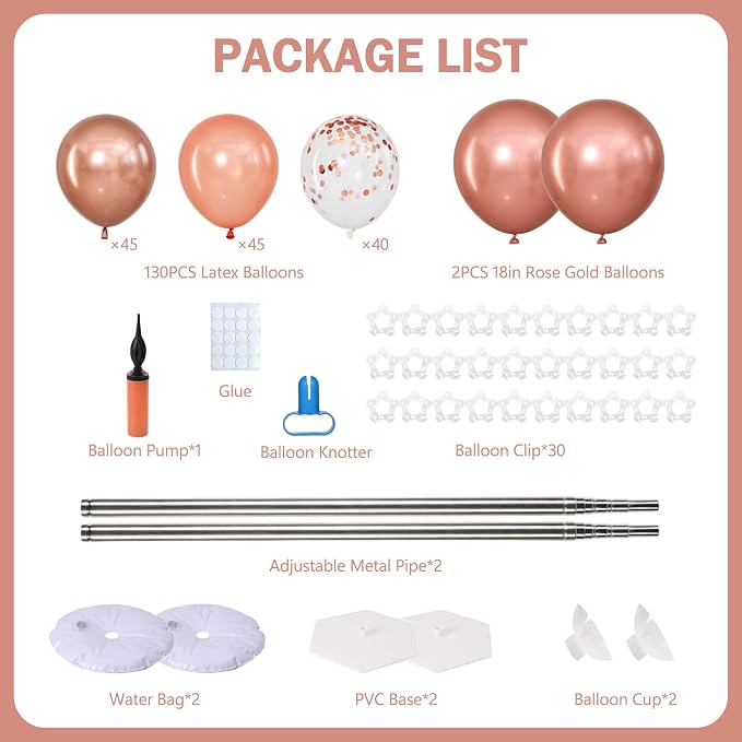 Rose Gold Balloon Column Stand Kit Set of 2 - Image 3