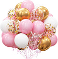 60Pcs Pink Gold Confetti Latex Balloons Kit, 12 Inch Pink White Gold Helium by OuMuaMua