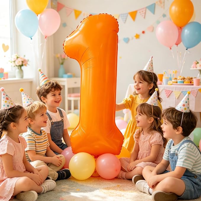 Fluorescent Orange Number Balloon 40 inch Giant Foil Helium Balloons Orange - Image 5