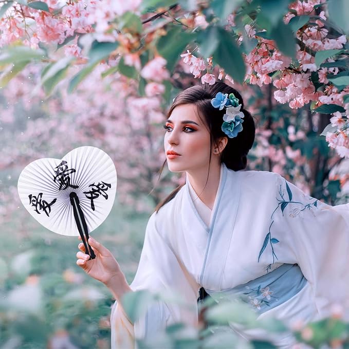 Jetec 20 Pcs Chinese Folding Hand Fans, Oriental Japanese Paper Handheld Fans - Image 6