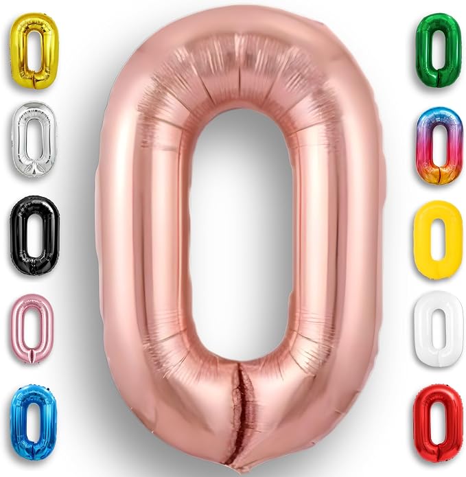Rose Gold Number Balloon 0 Mylar Foil Macaron Balloons 16 inch by Unknown