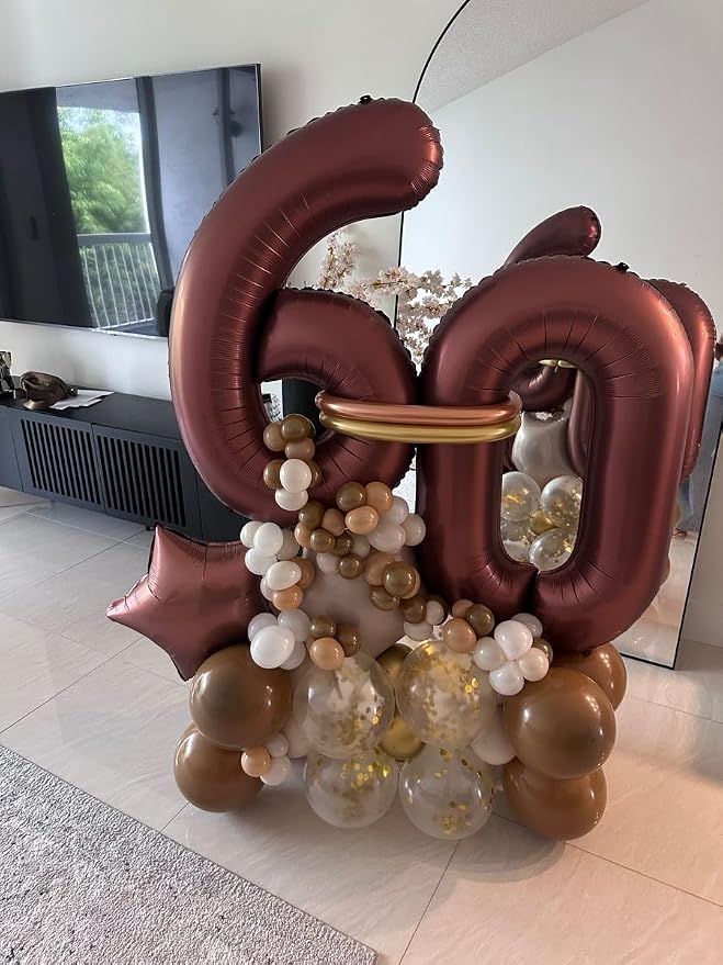 Number 5 Balloons 40 Inch Coffee Brown Balloon - Image 2