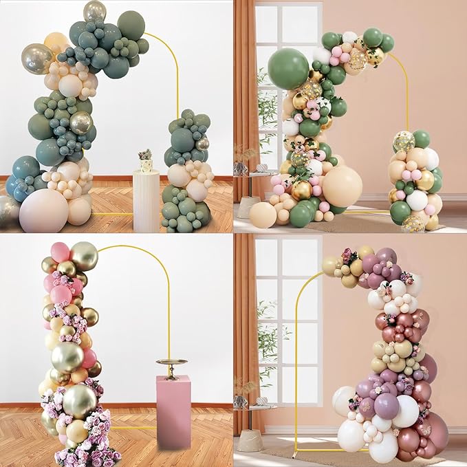 7.2FT Wedding Arch Backdrop Stand and White Arch Cover, White Spandex Fitted Backdrop Cover and Gold Wedding Arch Frame for Birthday Party Wedding Ceremony Bridal Baby Shower, Parties Decoration.