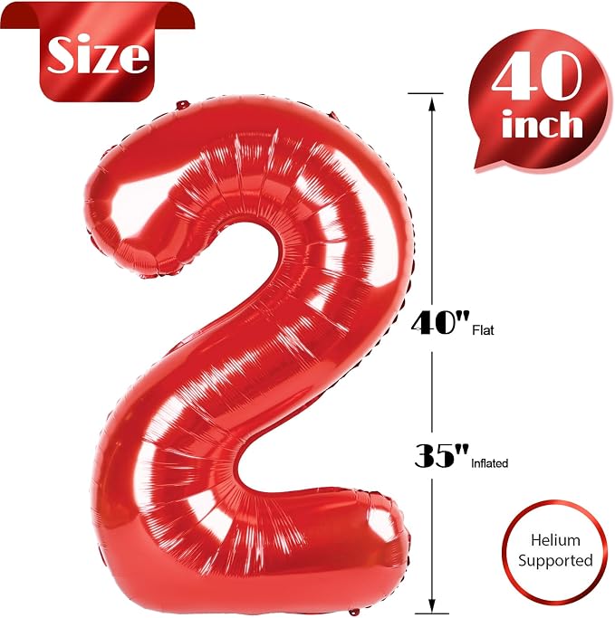 Red Number 2 Balloon 40 Inch - Image 5