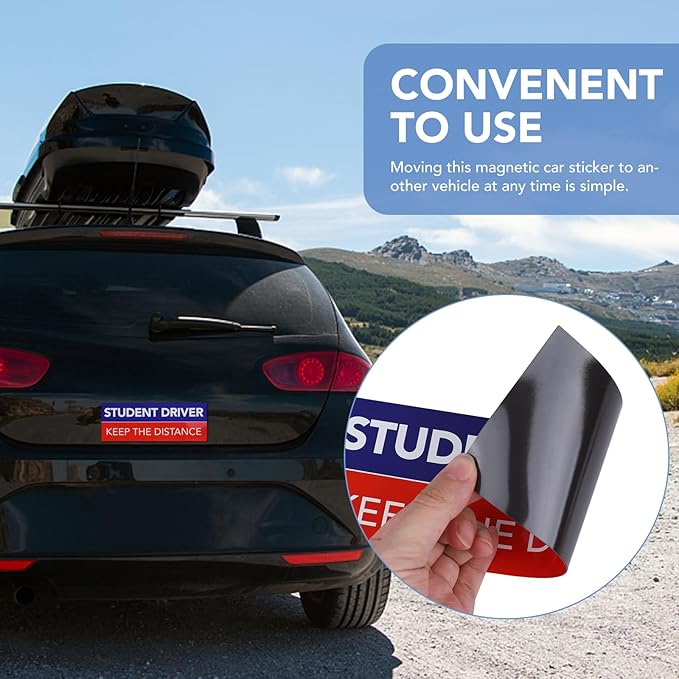 DIYMAG 6Pcs Student Driver Magnet for Car, 9" x 3.2" New Students Drivers Sign Magnetic Novice Magnetics Vehicle Safety Signs Reusable Movable