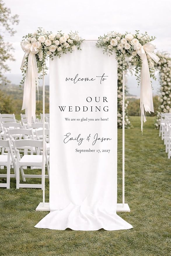 Personalized Fabric Wedding Welcome Sign, Linen Wedding Welcome Sign Cotton - Image 2