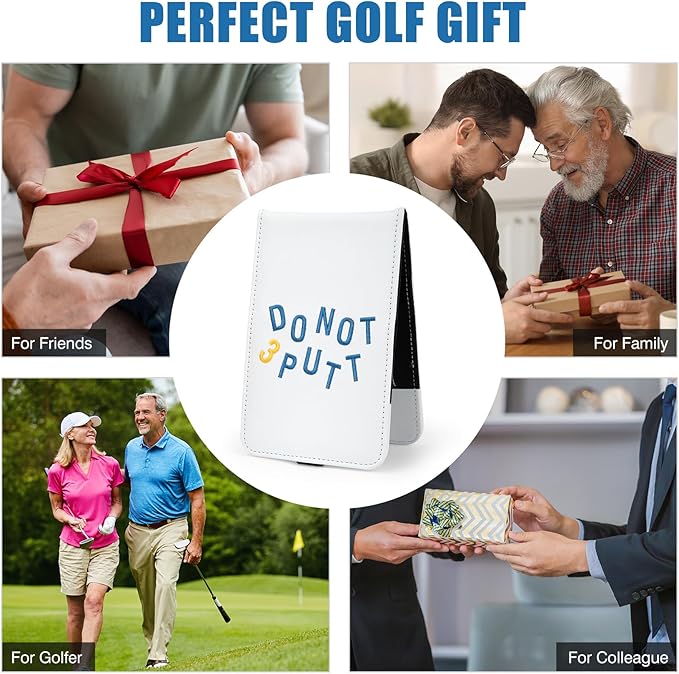 Leather Golf Scorecard Holder - Golf Scorecard & Yardage Book Holder Cover Universal Fit for Scorecard, Golf Accessories Fit for Most Back Pocket Golf Gifts