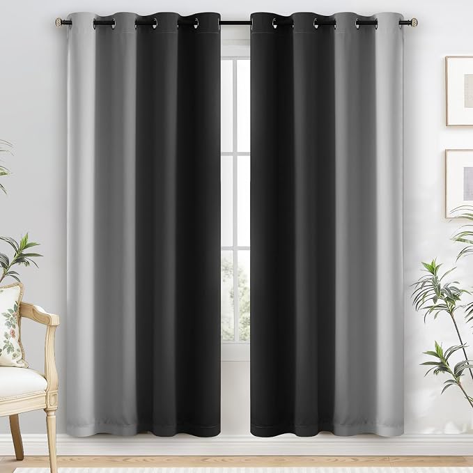 Yakamok 100% Blackout Curtains Ombre Black Curtains - Image 2
