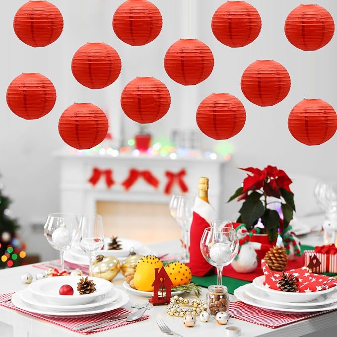 Red Paper Lanterns Round Shape Chinese Japanese Lanterns - Image 4