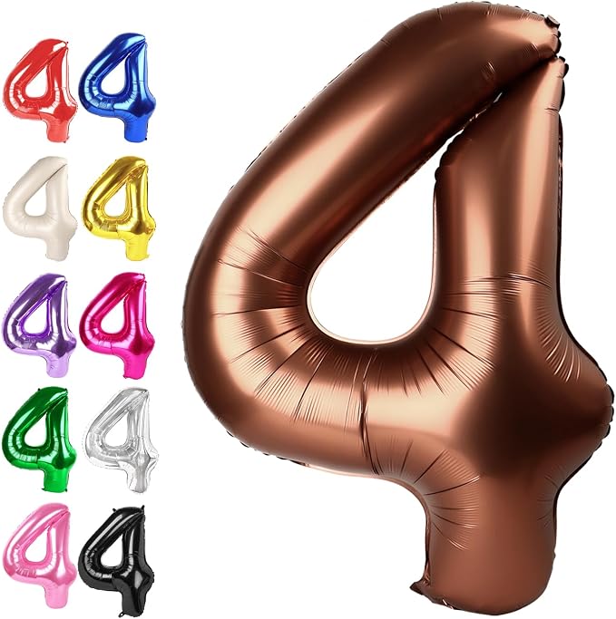 Dark Brown Number 4 Balloon 40 inch, 4th Birthday Party Balloons Decorations | by Upgesy