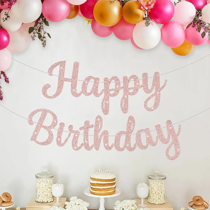 Glitter Happy Birthday Banner Sign Birthday Garland Wall Door Banners Flag - Image 2