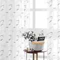 White Sheer Curtains Grey Embroidered Leaves 2 Panels 54Wx108L | Light by VISIONTEX