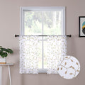 Tollpiz Leaves Short Sheer Tier Curtains Taupe Leaf Embroidery Kitchen Half by Tollpiz