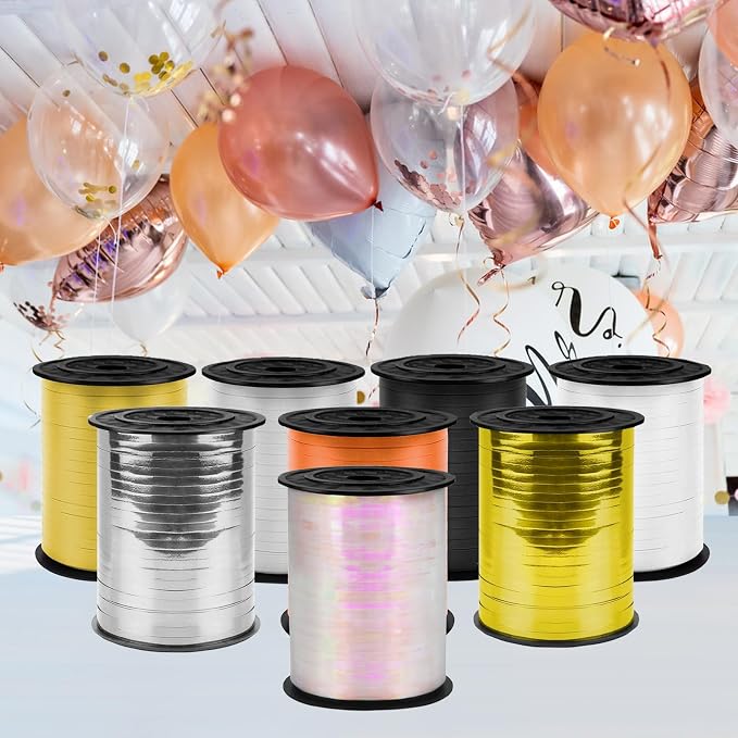 500 Yards Curling Ribbon, 1/5 Inch Rainbow White Wrapping Ribbon, Balloon String - Image 5