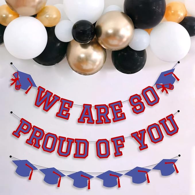We Are So Proud Of You Banner Graduation Party Decorations Congrats Grad Cap - Image 4