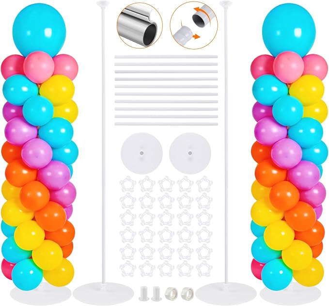 Balloon Stand Kit Set of 2, 7FT Metal Balloon Pillars Stand by Yeunmu