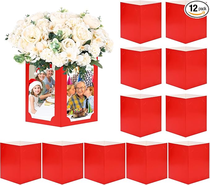 12 Pcs Picture Centerpieces for Table, Photo Display Frame, Foldable Cardstock by Tongnian