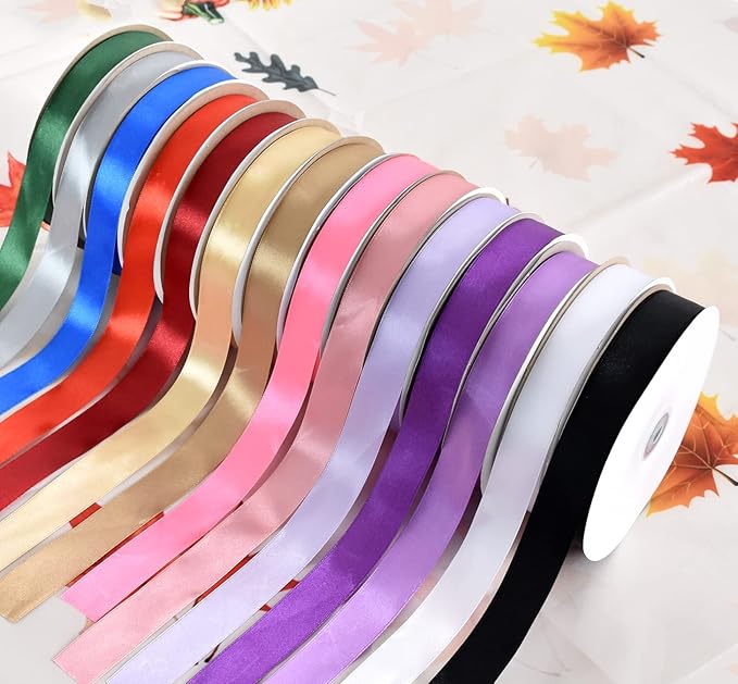 TONIFUL 1 Inch x 100yds Silver Satin Ribbon, Thin Solid Color Satin Ribbon for Gift Wrapping, Crafts, Hair Bows Making, Wedding Party Decoration, Invitation Cards, Floral Bouquets, Christmas