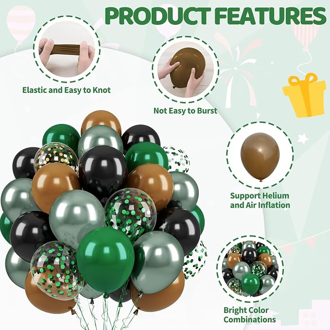 Paready Green and Brown Balloons - Image 3
