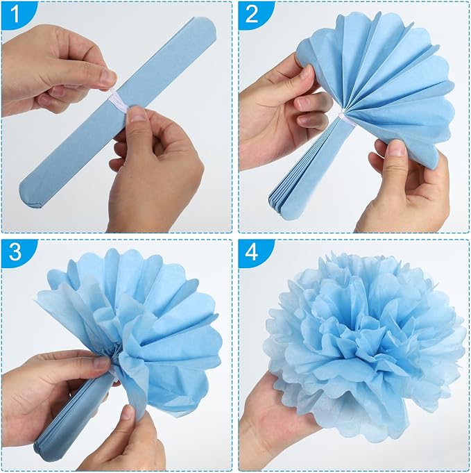 PATIKIL 8" Tissue Pom Poms Flowers, 5 Pack Paper Flower Ball - Image 4