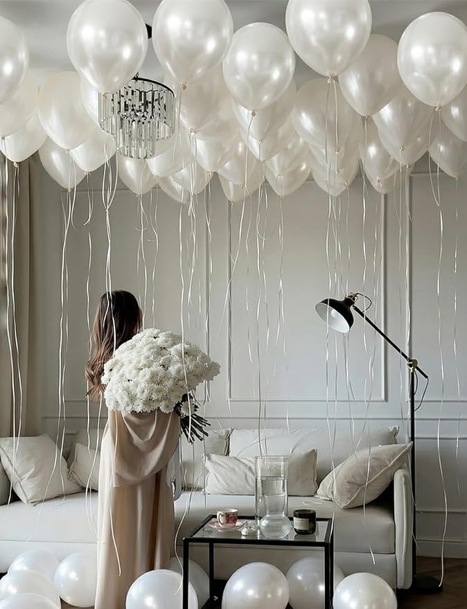 Pearl White Balloons, Engagement, Baby Shower, Birthday Party Decorations - Image 2
