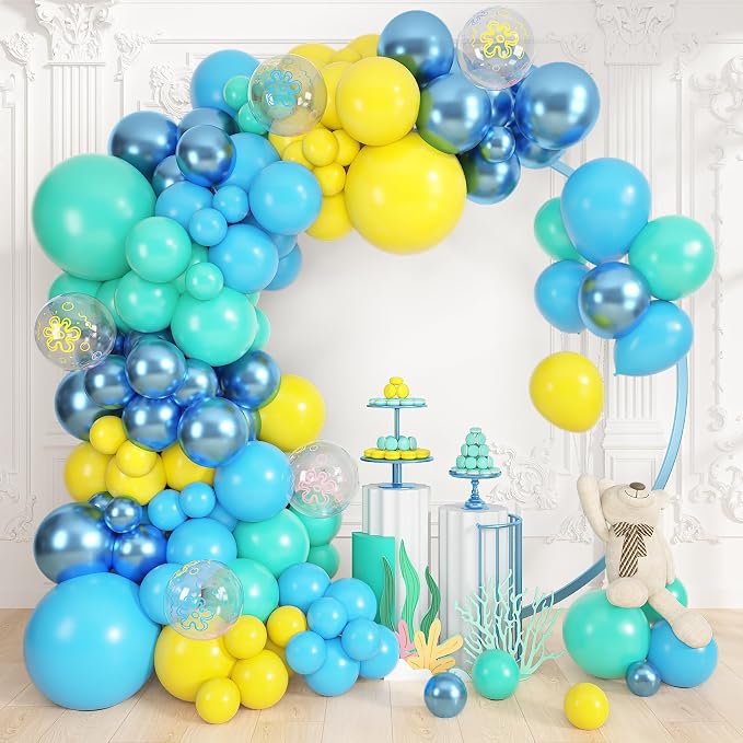 Amandir 153pcs Blue and Yellow Balloons Arch Garland Kit Different Sizes | 18 - Image 2