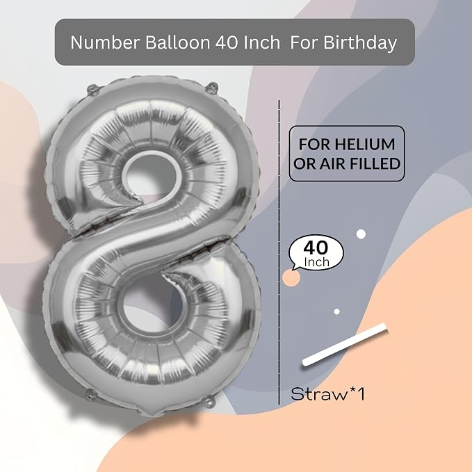 Gold Number Balloon 8 Mylar Foil Balloons 40 inch - Image 8