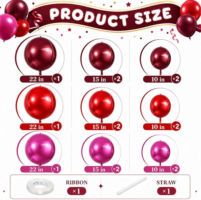 Burgundy Red Pink Balloons - Image 3