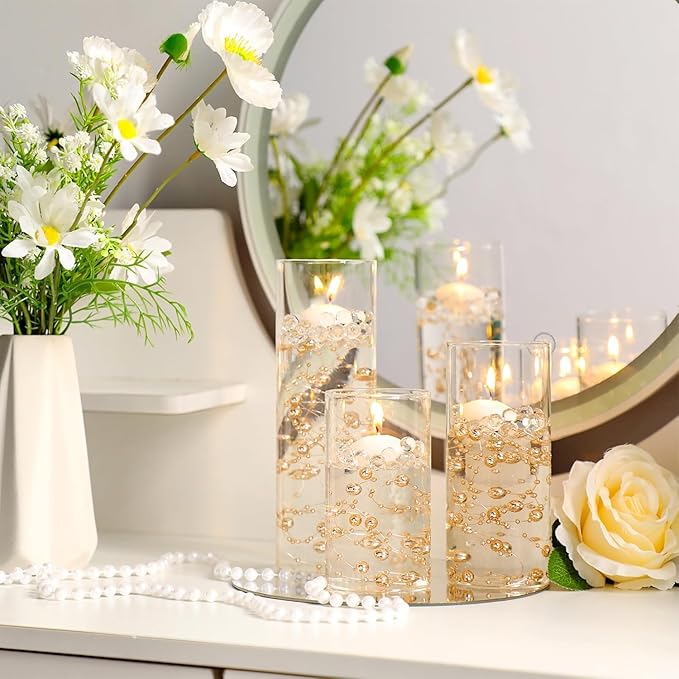 Sawysine 24 Pcs Glass Cylinder Vases 2.5''/2.95''/3.9'' Diameter Clear Flowers Vase Hurricane Floating Candles Holders for Table Centerpieces (3.9 x 8 in,3.9 x 10 in,3.9 x 12 in)