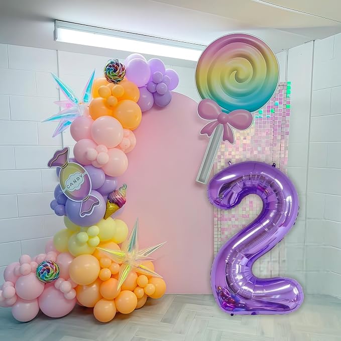 Purple 1 Balloon Number, 40 Inch Number 1 Balloon Big Purple 1 Foil Mylar - Image 2