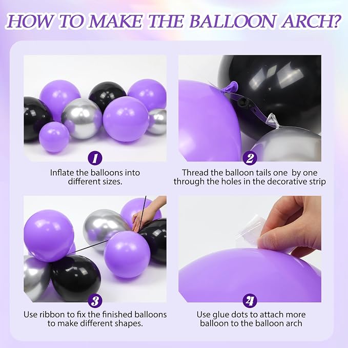 125pcs Purple and Black Balloon Arch Kit - Image 3