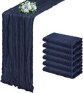 6 Pack Navy Blue Cheesecloth Table Runner 17x108 Inch Semi Sheer Boho Gauze by Unknown