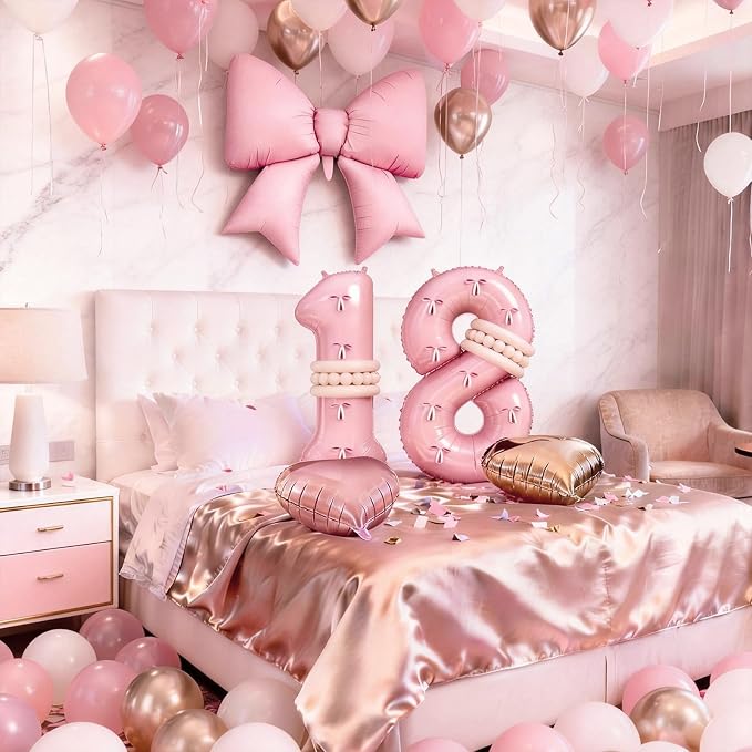 Dusty Pink Balloon Number 18 for 18th Birthday Decorations Girls, Retro Blush - Image 2