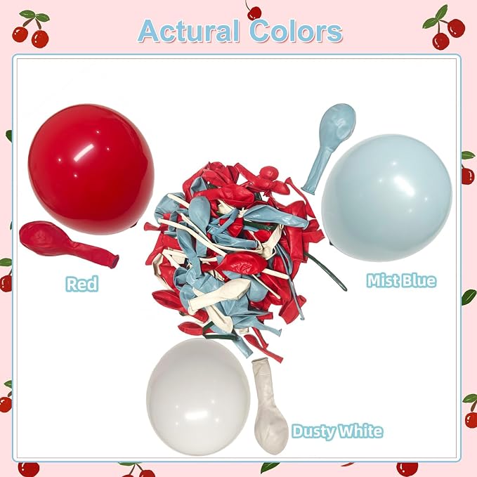 CROSSFINGERS Cherry Red and Blue Balloon Arch Kit Cherry Party Decorations | - Image 6