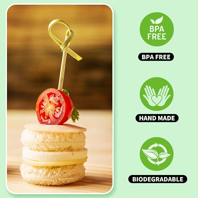 200PCS Cocktail Picks, Bamboo Knot Skewers, Fancy Toothpicks - Image 2
