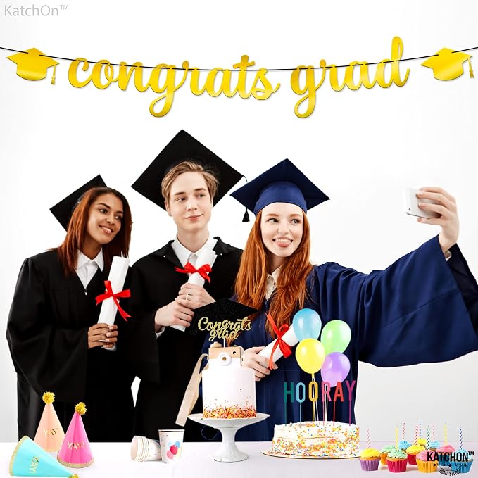 KatchOn Shiny Congrats Grad Banner 10 Feet, Graduation Banner - Image 6