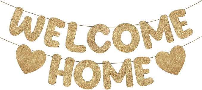 Fulmoon Pre Strung Welcome Home Banner Glitter Funny Welcome Sign by Fulmoon