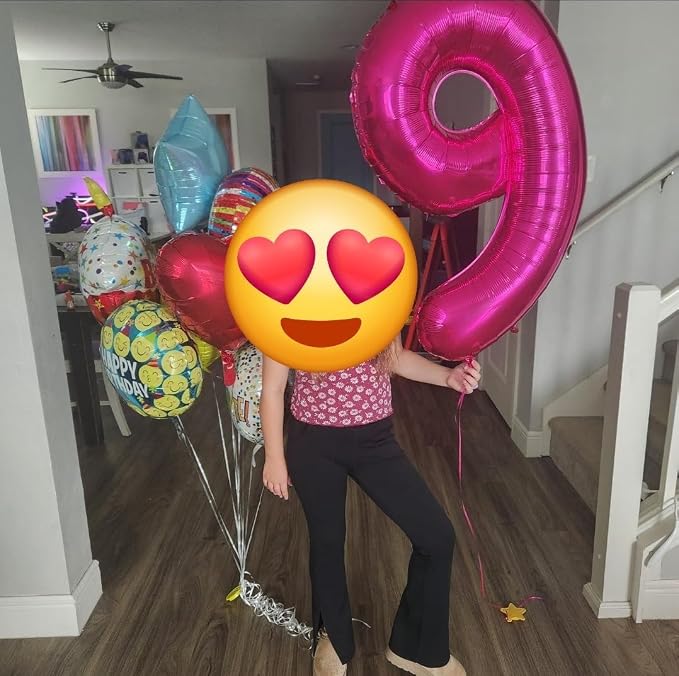 9 Balloon Numbers Birthday Decorations, 40In Rose Purple Balloons - Image 4