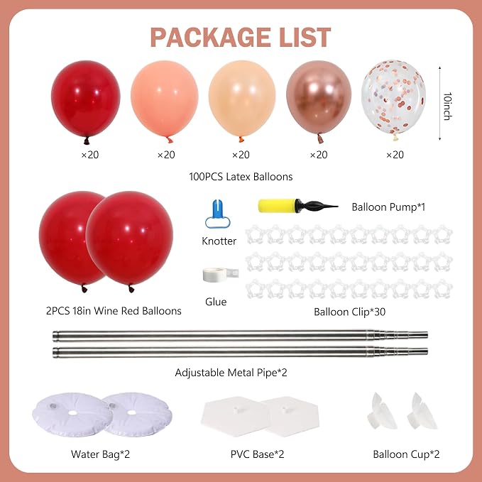 Burgundy Balloon Column Stand Kit 2 Sets - Image 3