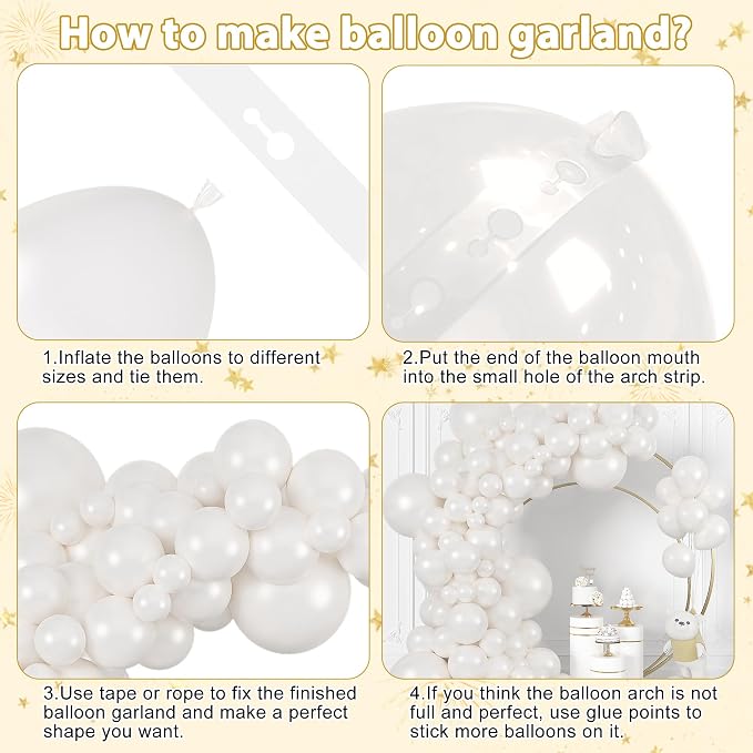 164Pcs Pearl White Balloons Garland Arch Kit Different Sizes | 18 12 10 5 inch - Image 7