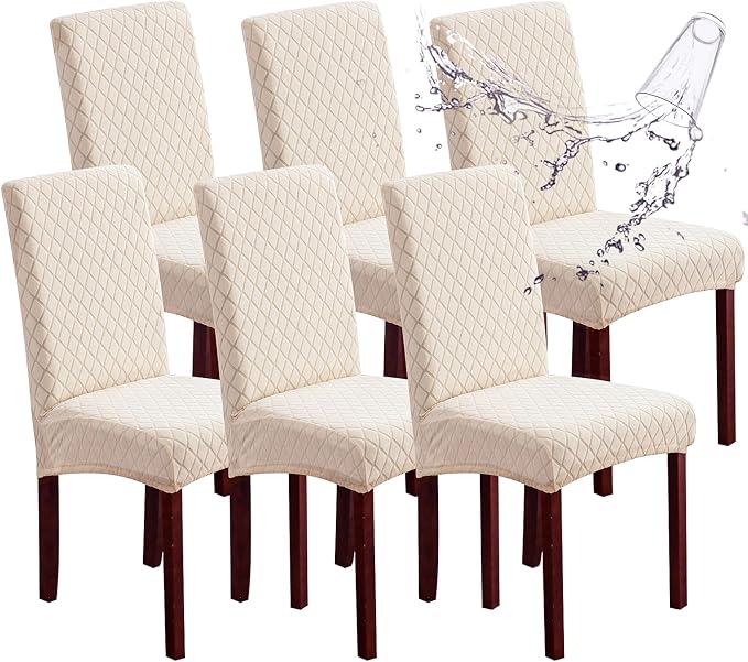 Waterproof Dining Room Chair Covers Set of 6 Slipcovers by Genina