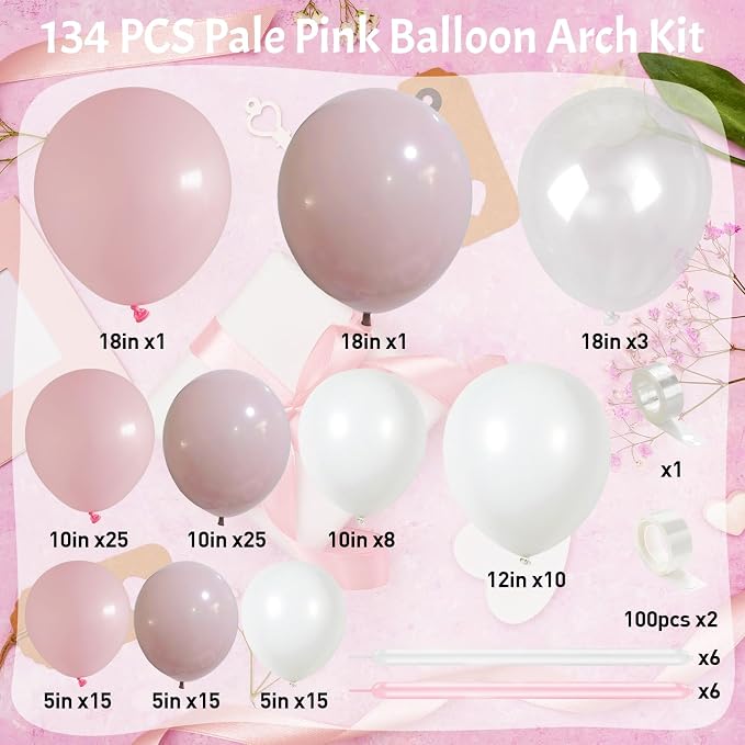 Pastel Pink and White Coquette Balloons Arch, Long Balloon as Bow Decor - Image 3