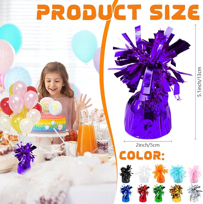 8 Pcs Purple Metallic Balloon Weights Holder Anchors Balloon Holder Weights - Image 2