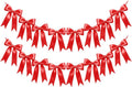 2 Strings of 16PCS Red Bow Garlands Banner Decoration, Pre-Strung Satin Ribbon by Unknown