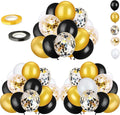 72 Pack Black Gold Confetti Balloons Kit, 12 Inch Black Gold White Balloons and by OuMuaMua