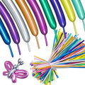 Metallic 260 long balloons 100 Pack Multicolored Twisting Animal Balloons by ASIYUHY