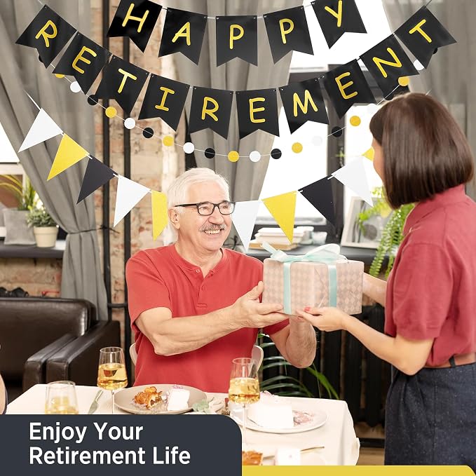 Happy Retirement Banner Assembled GAGAKU Black and Gold Retirement Party - Image 5