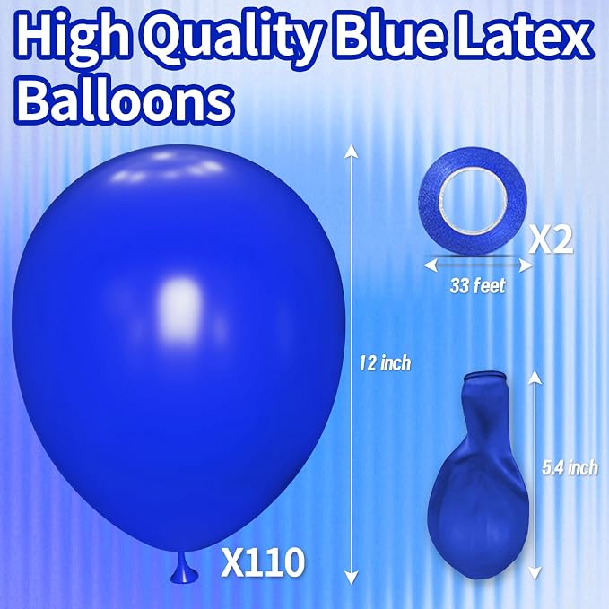 Blue Balloon 110pcs, 12 Inch Thickened Latex Party Balloons Helium Bright Color - Image 4