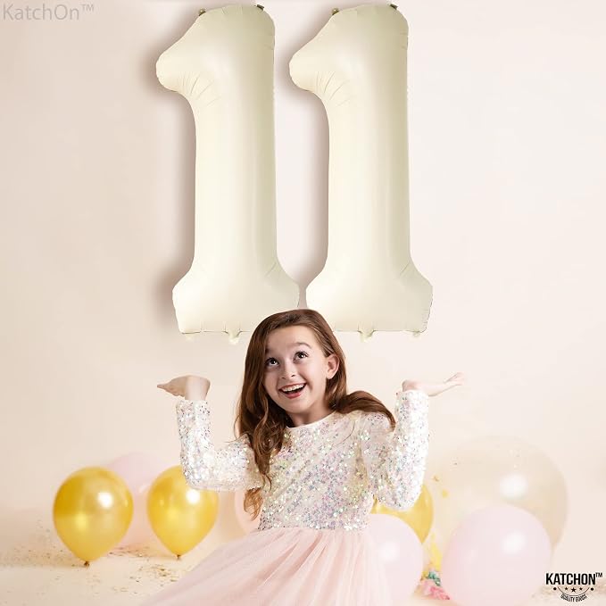 KatchOn Cream White Number 11 Balloon 40 Inch, 11th Birthday Balloon Decor | - Image 6
