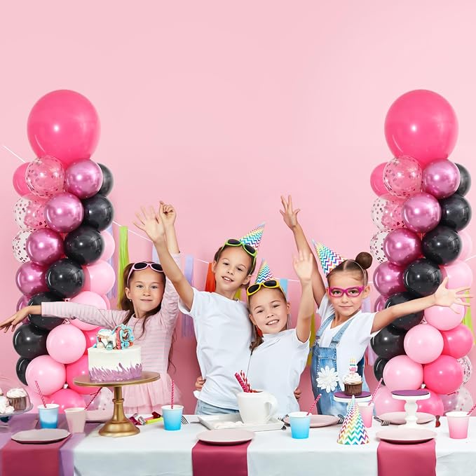 Hot Pink and Black Balloon Column Stand Kit Set of 2 - Image 7